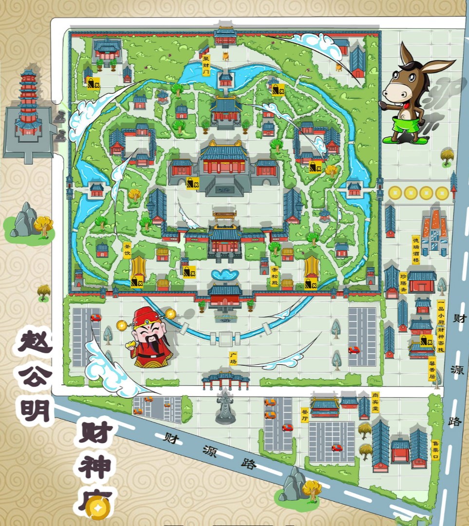 松山湖管委会寺庙类手绘地图